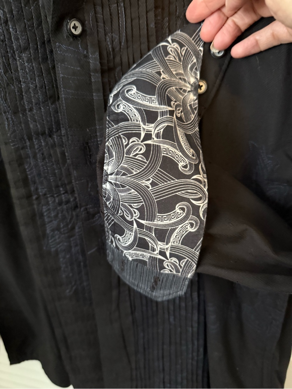 Robert Graham FICINO Black Embroidered Dress Shirt XL Flip Cuff - Picture 9 of 11